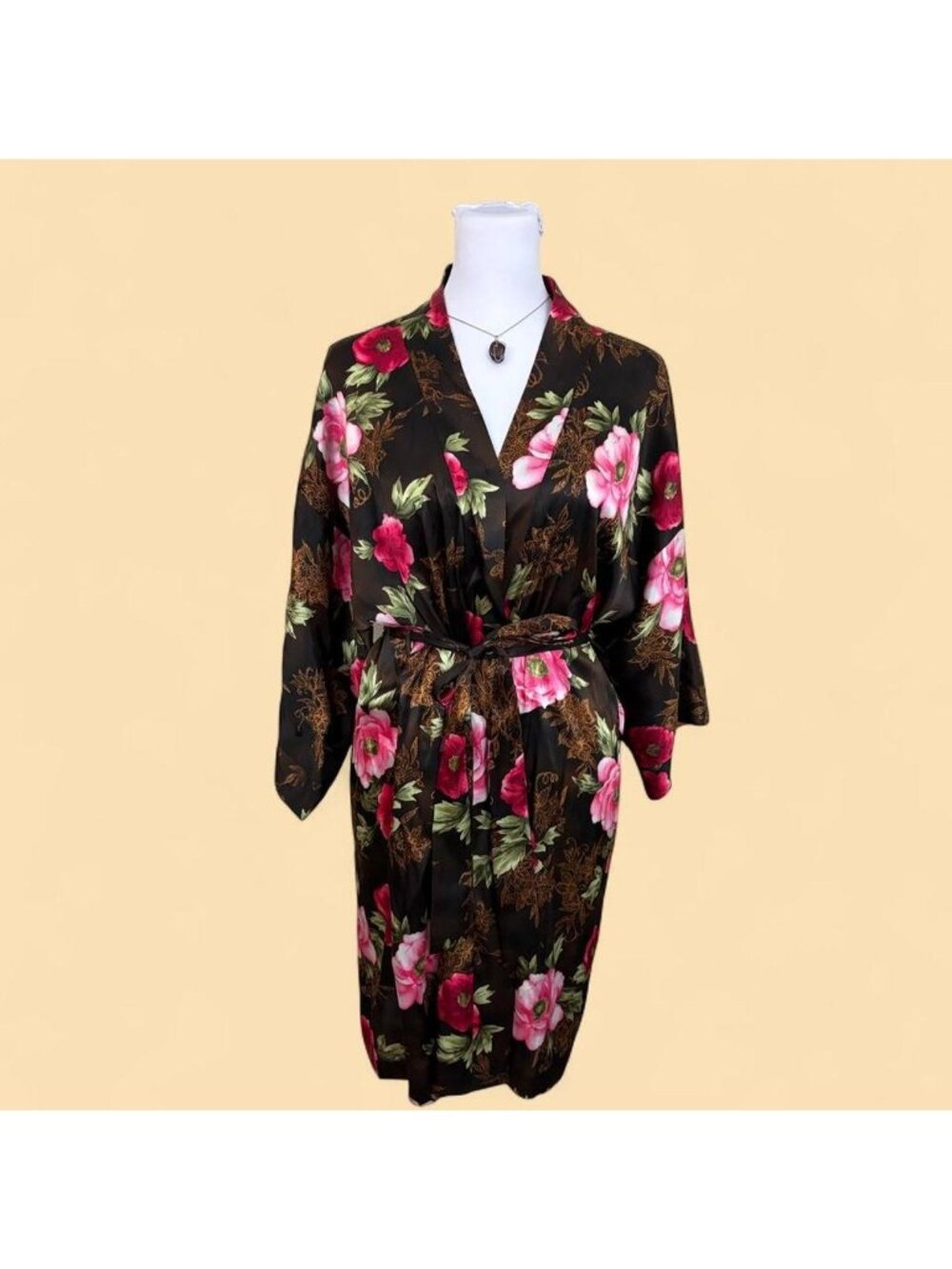 90s floral satin robe